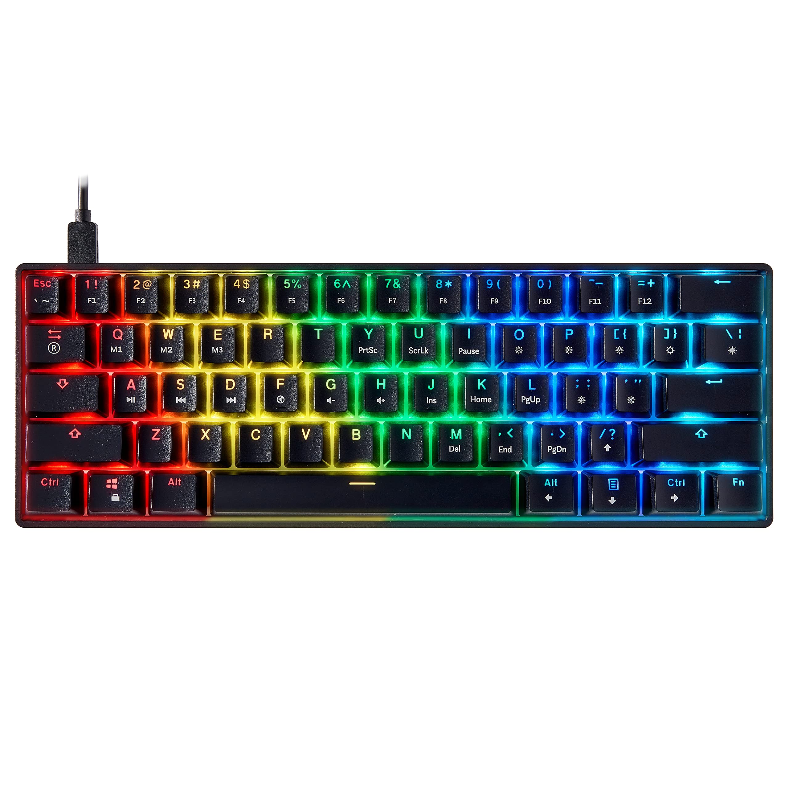 Mizar MZ60 LUNA Mechanical Gaming Keyboard | 60% Keyboard 62 Key ANSI US Layout | RGB LED Backlit | Anti Ghosting NKRO | Progammable Macro Keys | Hotswap Gateron Optical Brown Switches | Black