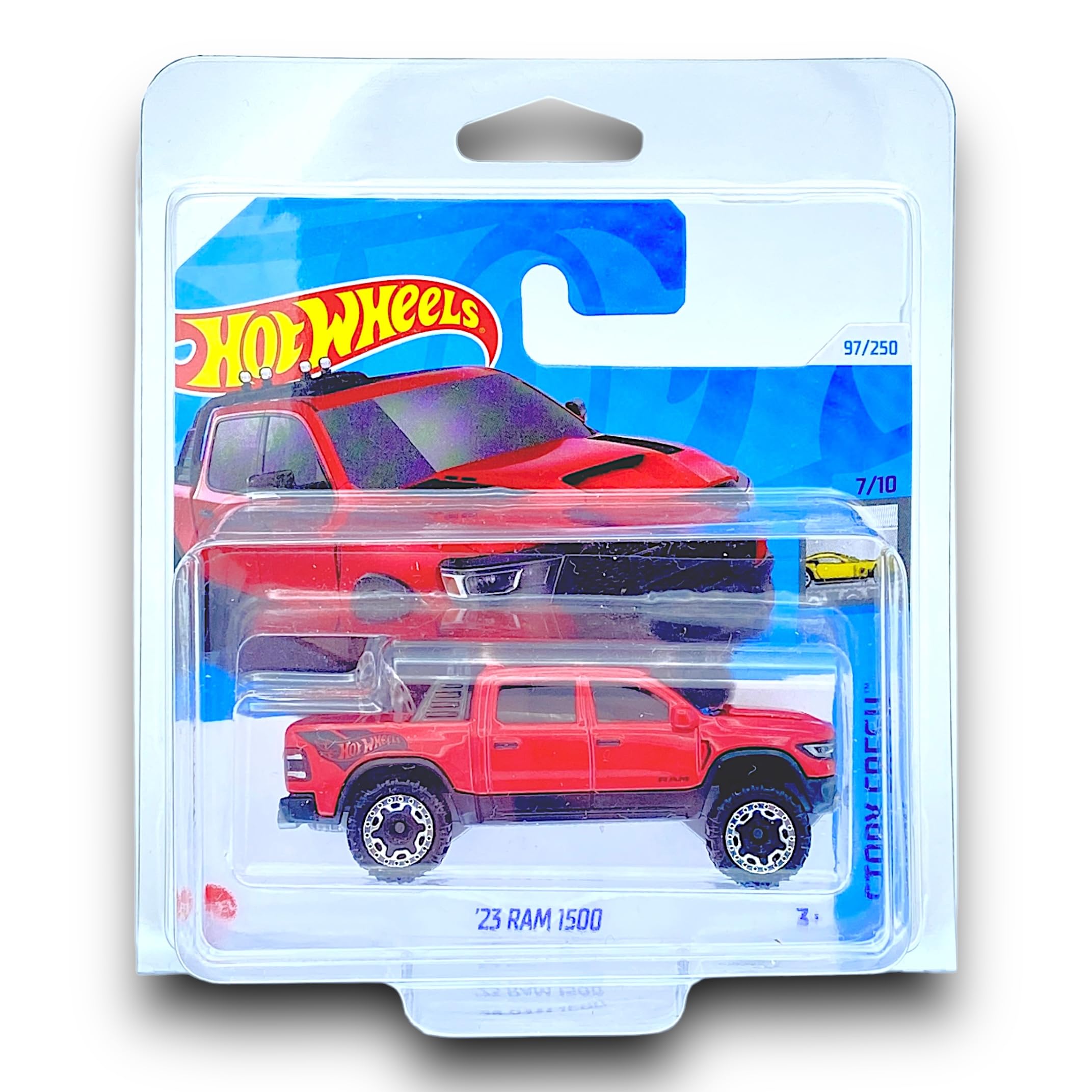 Hot Wheels '23 Ram 1500 (Red) 7/10 Factory Fresh - 2024-97/250 (Short Card) - COMES IN A GENUINE KLAS CAR KEEPER PROTECTOR CASE - HXB33