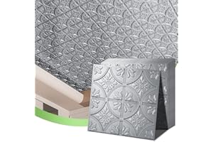 Art3d Drop Ceiling Tiles 2x2, Glue-up Ceiling Panel, Fancy Classic Style, Argent Silver