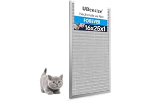UBeesize 16x25x1 Reusable Electrostatic Air Filter HVAC AC Furnace Filter,MERV 8,Washable, Lasts a Lifetime,Permanent Air Filter,Breathe Fresher,Home And Office(Actual Size:15.5x24.65x0.82 Inch)