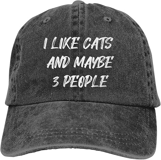 I Like Cats Maybe 3 People Hat Cat Lover Adjustable Baseball Cap Unisex Washable Cotton Trucker Cap Dad Hat Black At Amazon Men S Clothing Store
