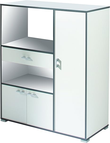 Demeyere 3 Door 1 Drawer Microwave Cart Buzz Wood White