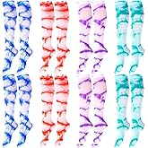 Ramede 8 Pairs Sports Tie Dye Tube Socks Gradient Color Unisex over the Calf Team Performance Socks for Youth and Adult (Bright Colors,Tie Dye)