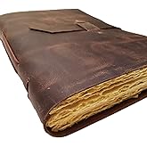 Large Vintage Leather Photo Album with Buckle Closure - Scrapbook Style Pages, Gift Box Included - Holds 200 4x6 or 5x7 Photos