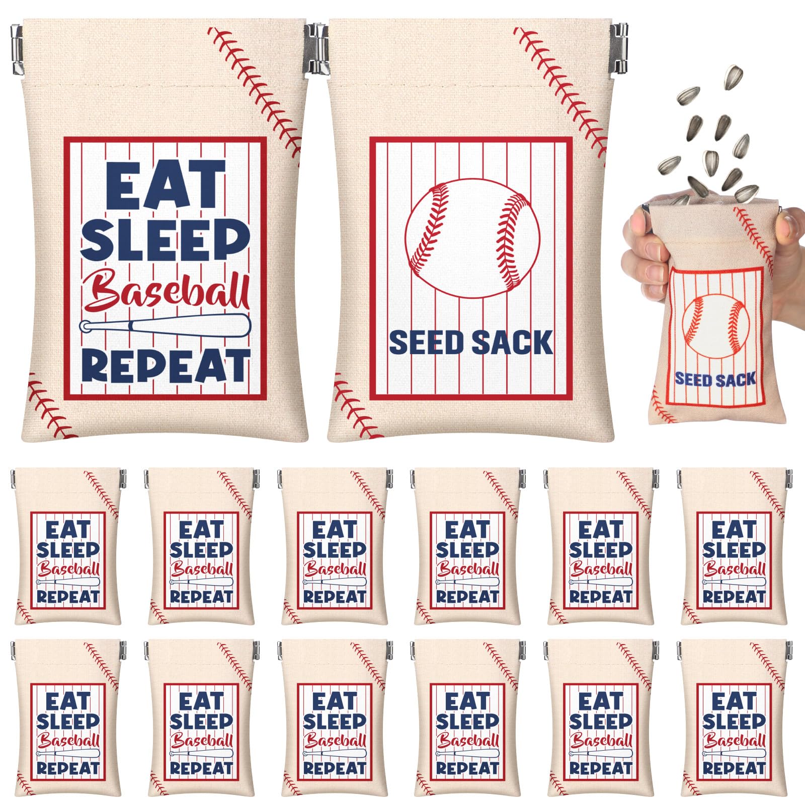 Photo 1 of Abbylike 24 Pcs Baseball Seed Sack Bags for Team Gifts Baseball Pouch for Sunflower Seed Coin Purse Original Gift Bags for Sports Lover Party Favors