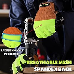 HANDLANDY Mens Work Gloves, Flexible Utility