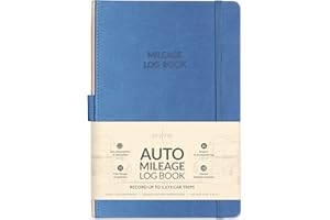 Skyline Auto Mileage Log Book – Vehicle Logbook with Expense Tracker – Driving Logger Book for Tracking Car Mileage, Expenses, Gas Consumption & Lubrication – Hardcover, A5 Size, 5.8x8.3″ (Smoke Blue)