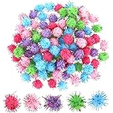 100 Pcs Glitter Pom Pom Balls 1 inch Assorted Sparkle Glitter Pom Poms Balls for Arts Craft Soft and Fluffy Craft Pompoms for Crafts DIY Decorations(Multicolored)