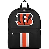 FOCO NFL Officially Licensed Team Color Primary Logo Solid Stripe Football School Bag Travel Backpack - Cincinnati Bengals - Black