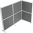 VIVO L-Shape Modular Corner Wall System, 3 Panels, Modern Professional Office Cubicle Dividers, Freestanding Privacy Screen, 66 inches High, Dark Gray, PP-MWS63D-L