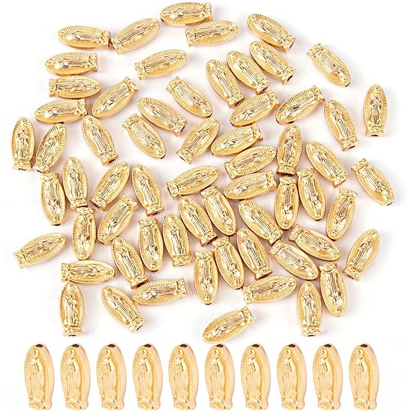 100-Piece Religious Spacer Beads Set – Virgin De Guadalupe, St. Benedict Medals For DIY Rosary & Jewelry Making