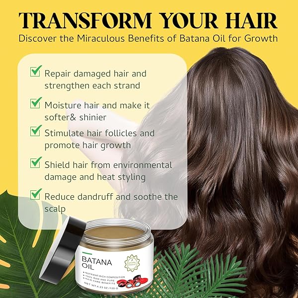 SUPREH ORGANIC BATANA OIL FOR HAIR GROWTH: 100% NATURAL UNREFINED BATANA OIL FROM HONDURAS AS HAIR MASK BY DR. SEBI – HAIR REPAIR TREATMENT FOR DAMAGED HAIR, REDUCES HAIR LOSS, BROWN