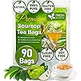 FreshDrinkUS, Premium 90 Soursop Graviola Leaf Tea Bags, 100% Natural and Pure from Soursop Leaves, Handmade, Made With Natural Materials-Corn Fiber Tea Bag, Sugar/ Caffeine/ Gluten Free, Hoja Guanabana Tea