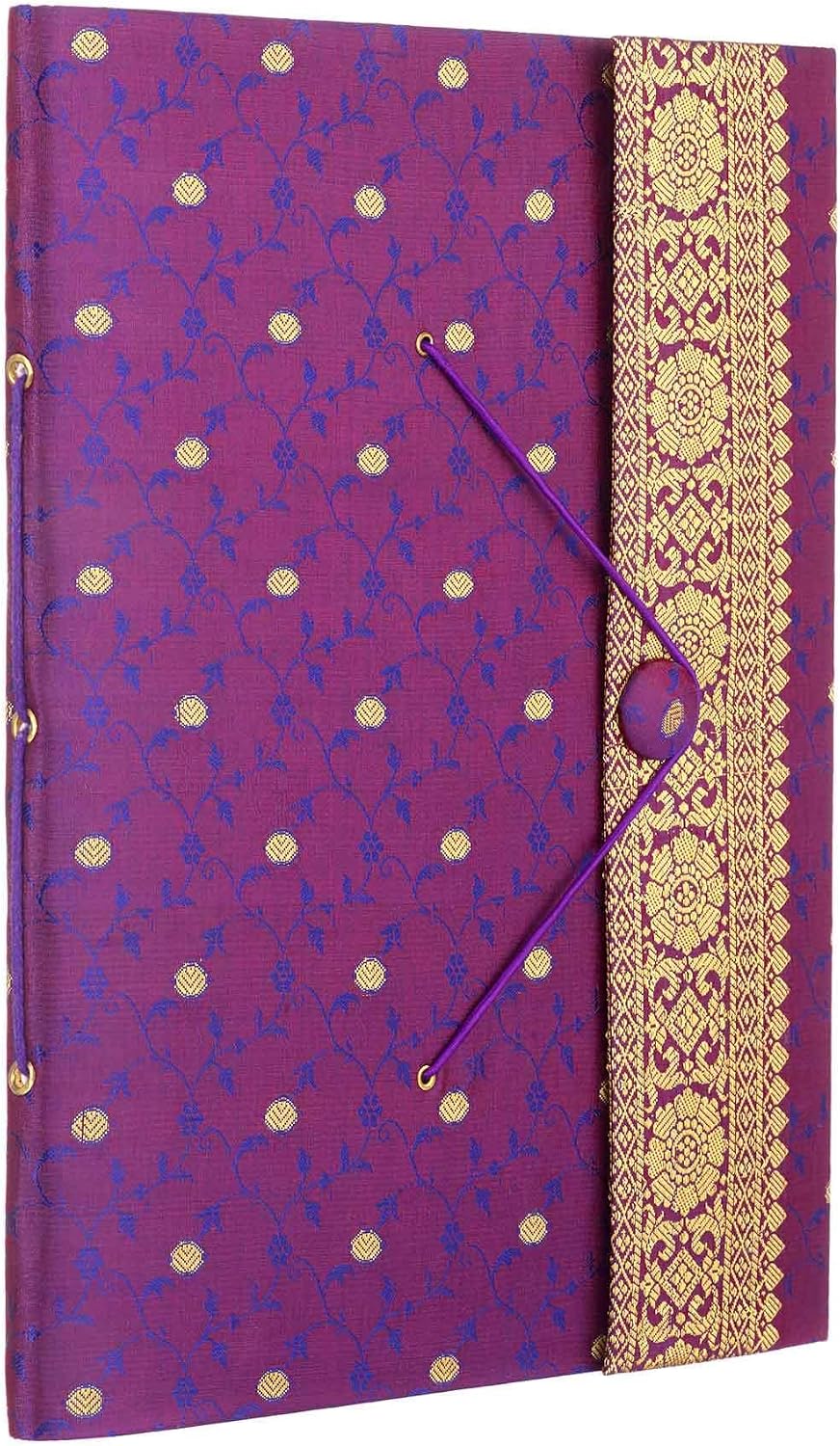 Sari Fabric Cover Photo Album Extra Large, Purple