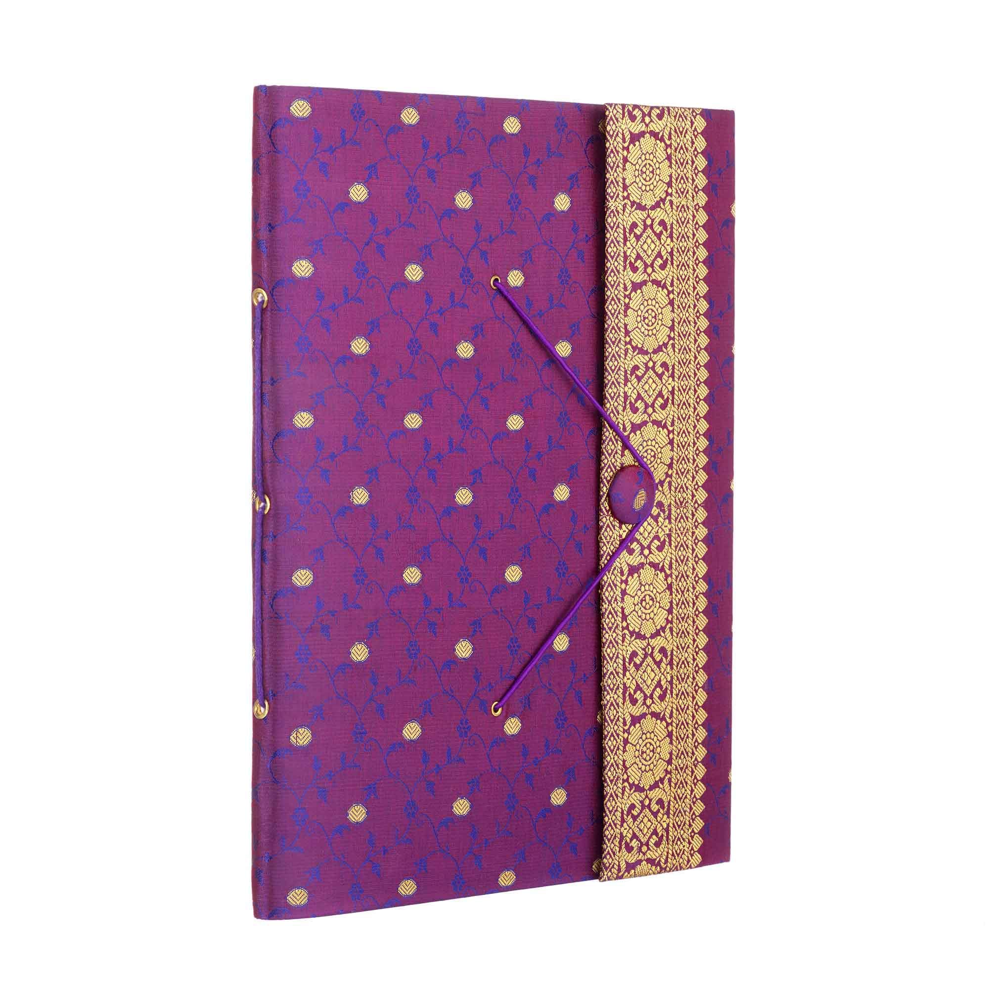 Sari Fabric Cover Photo Album Extra Large | Purple | 30 Pages to fit 240 6x4 or 120 7x5 Photos | Fair Trade & Handmade | Scrapbooking and Crafting Picture Album