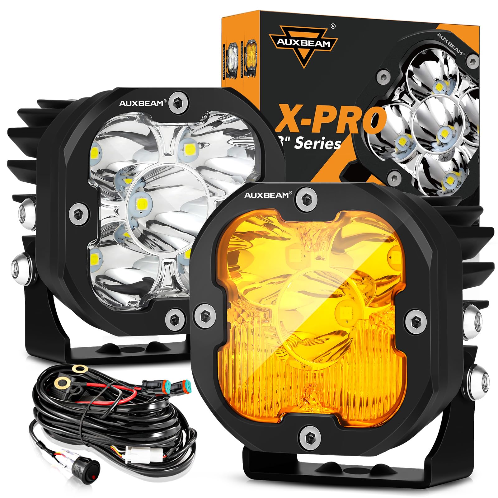 Mua Auxbeam 3 inch LED Pods, X-PRO Series Amber Fog Light Pods Cube ...