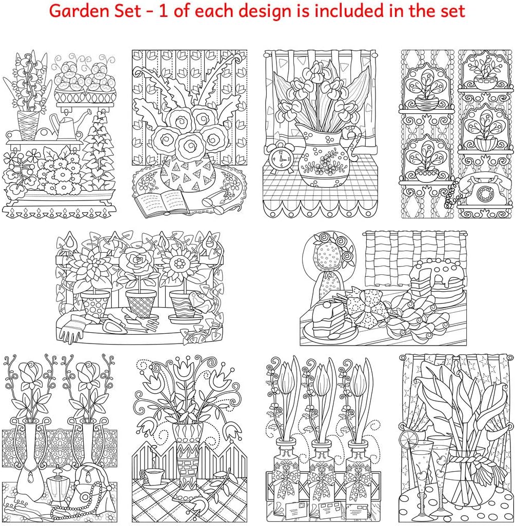 Art Eclect Adult Colouring Flower Greeting Cards for Birthdays and Thank You Note Cards (10 Cards and 10 White Envelopes - Image 3