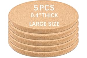 ANPUIMULT 5 PCS High Density Thick Cork Trivet, Round 7.1inches Cork Plant Coasters for Kitchen Hot Dishes and Hot Pots,Resistant Hot Pads for Table Countertop
