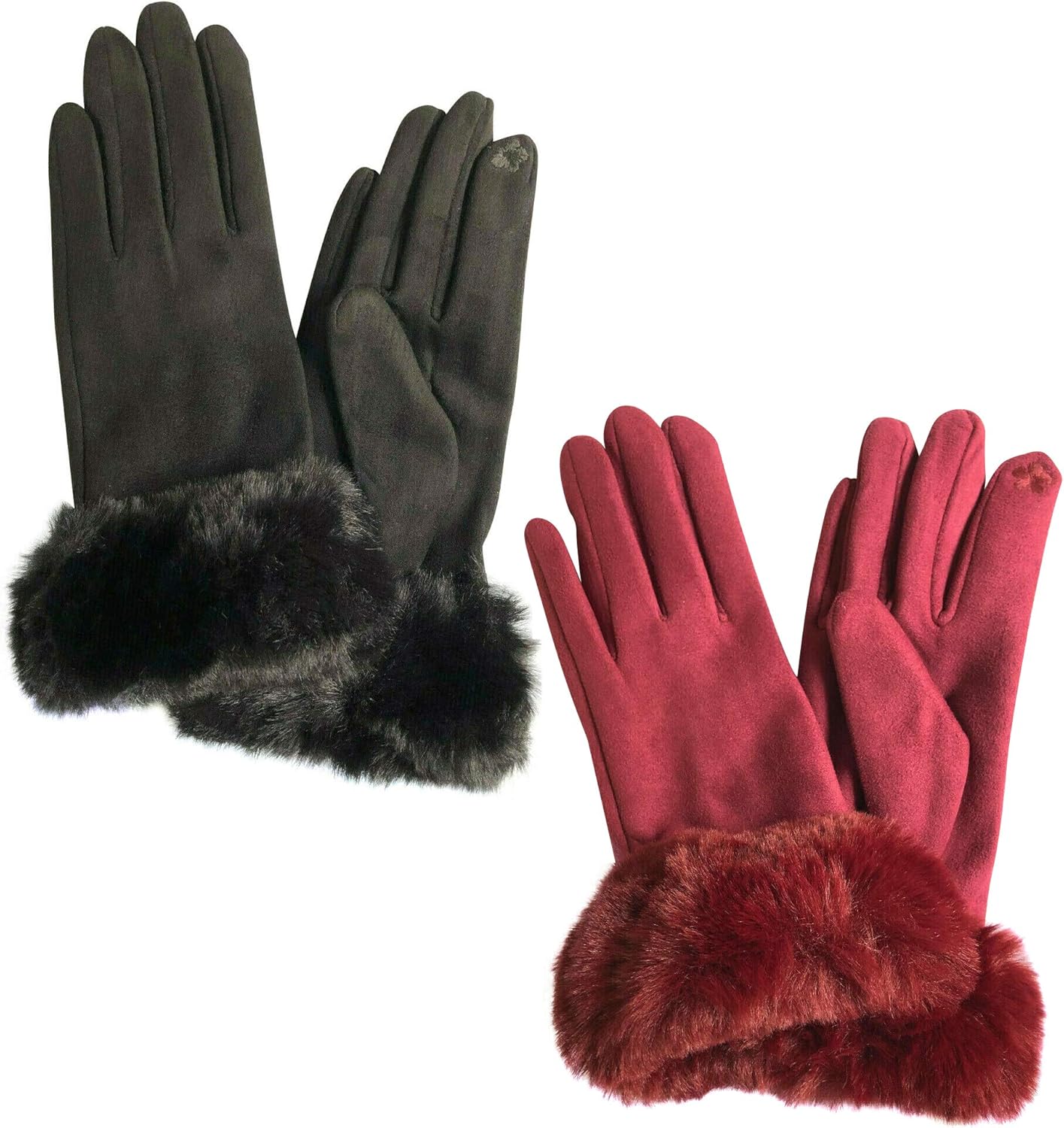 2 Pairs Women Touchscreen Soft Suede fashion Gloves Fleece Lined