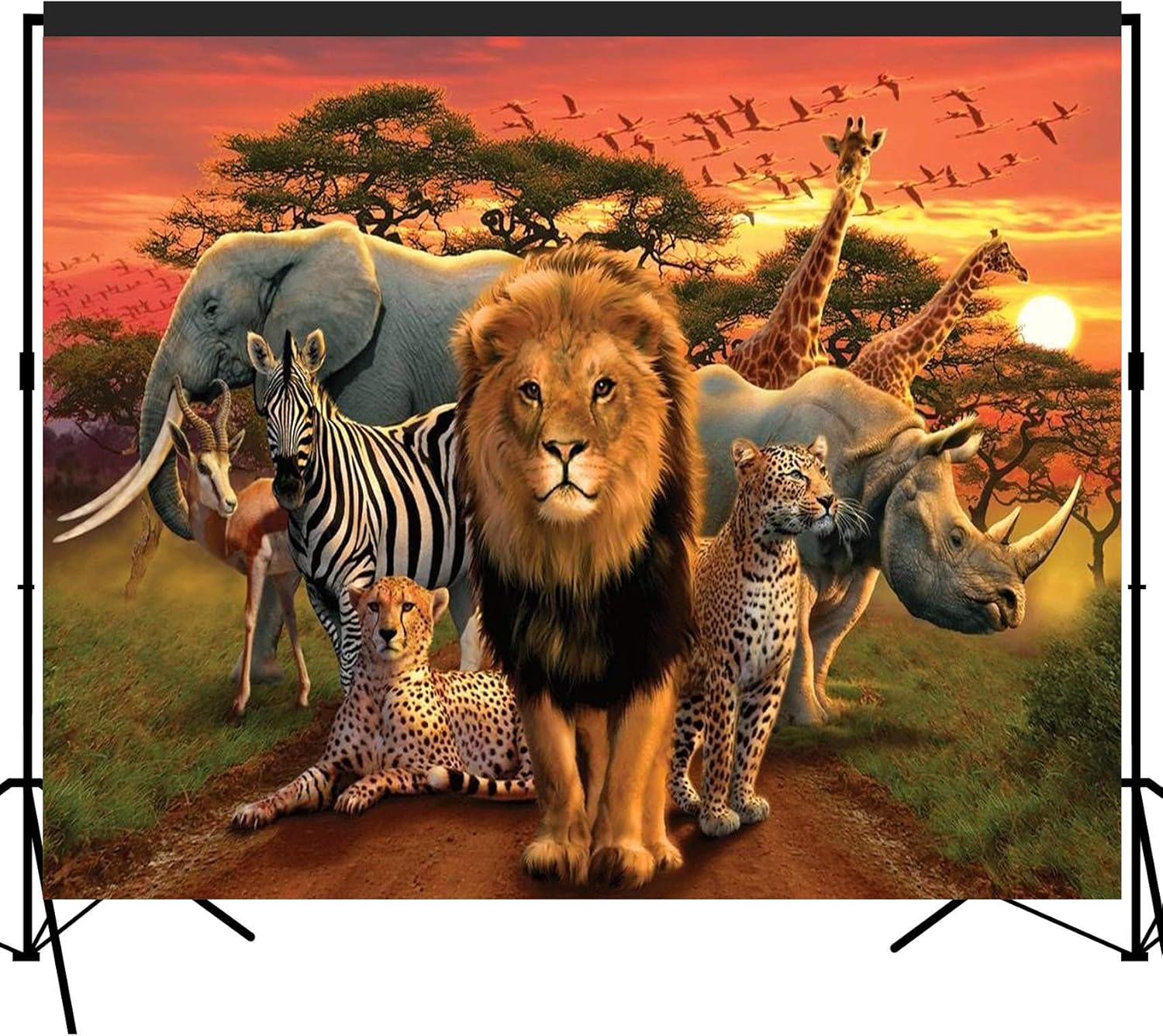 Tropical African Forest Jungle Safari Scenic Backdrop Large Banner Photography Studio Fabric Background Photobooth Prop 7x6feet #2194