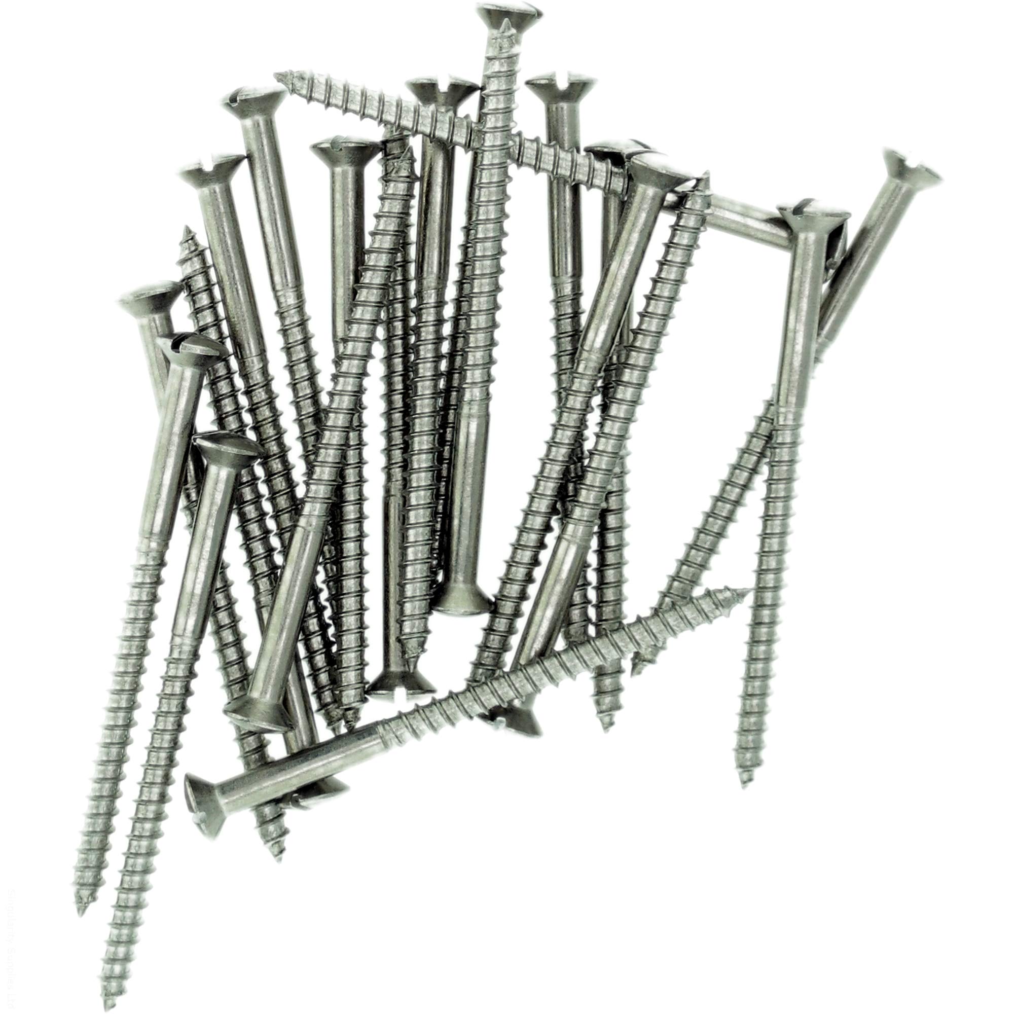 No.10 x 0.63 (5.0mm x 16mm) Slot Raised Countersunk Wood Screw - Stainless Steel (A2) (Pack of 20)