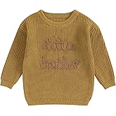 Big Brother Little Brother Matching Sweaters Baby Boy Letter Embroidery Crew Neck Long Sleeve Knitted Pullovers