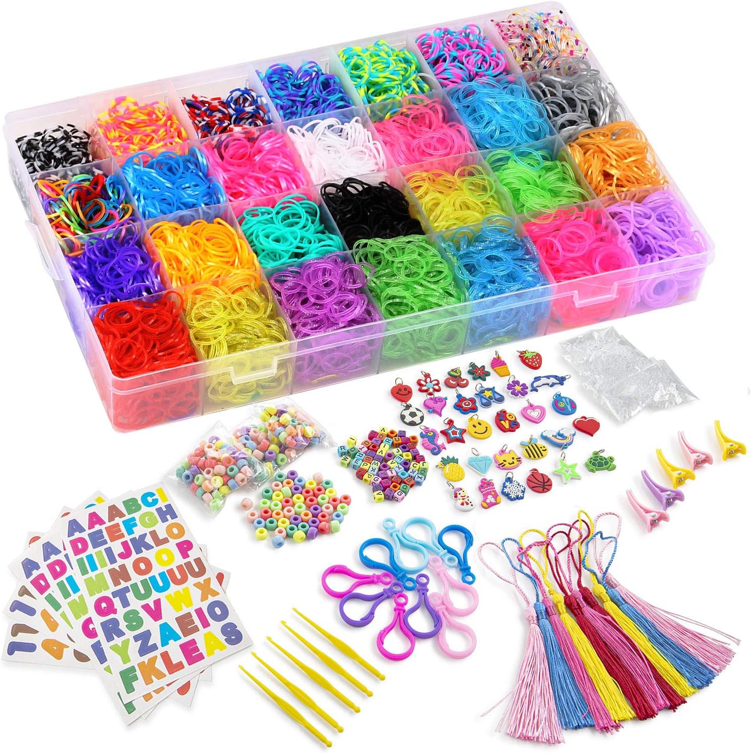 10,000pc Quality Rainbow Rubber Bands Refill Set by Daskid Includes