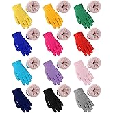 Shihanee 12 Pairs Kids Fleece Lined Gloves Bulk for Girls Boys Winter Thermal Knit Gloves Cold Weather Supplies 6-10 Years
