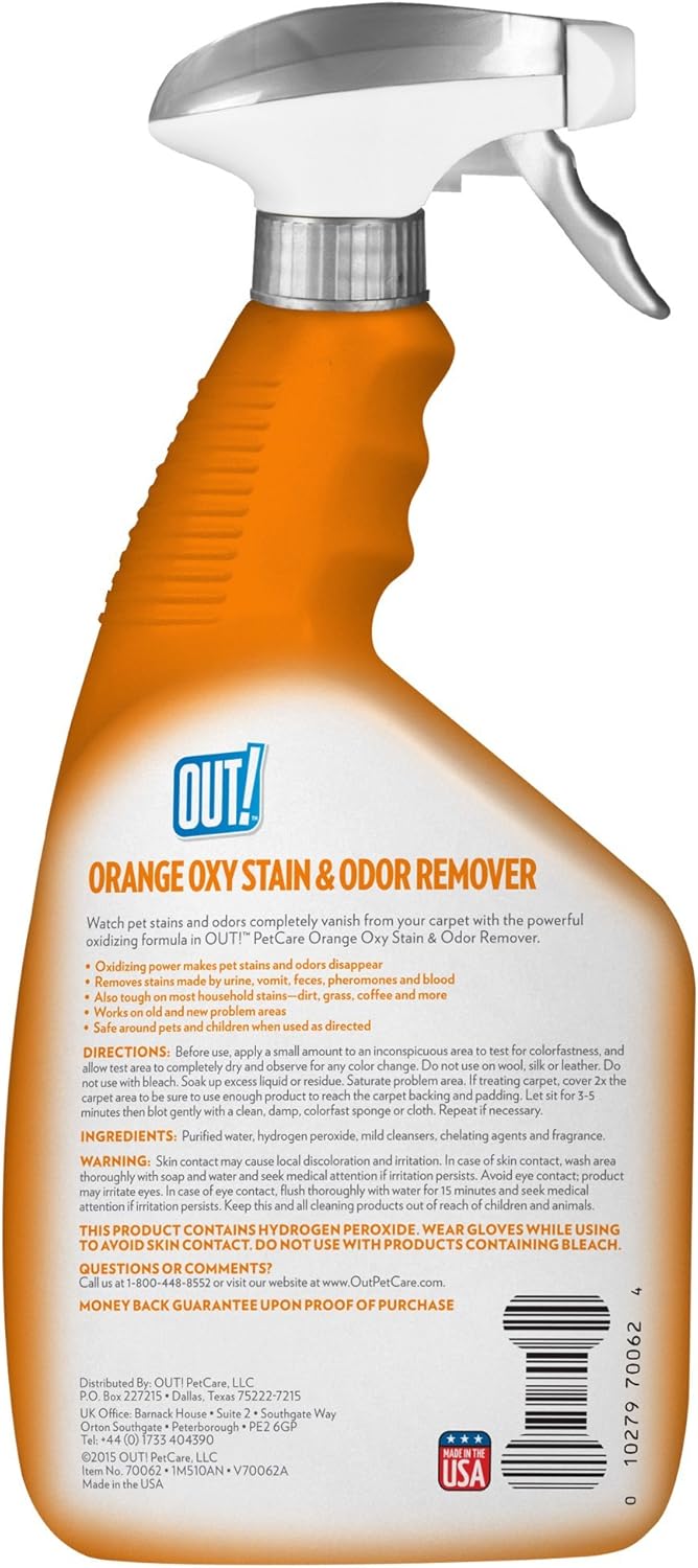 OUT! Orange Oxy Stain and Odor Remover | Pet Stain and Odor Remover | 32 Ounces : Pet Odor Eliminator : Pet Supplies