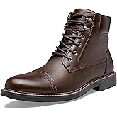 Jousen Mens Boots Leather Retro Dress Boot Cap Toe Casual Motorcycle