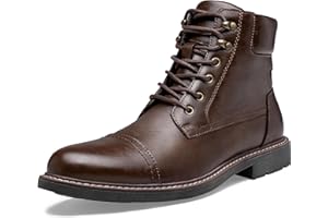 Jousen Mens Boots Leather Retro Dress Boot Cap Toe Casual Motorcycle