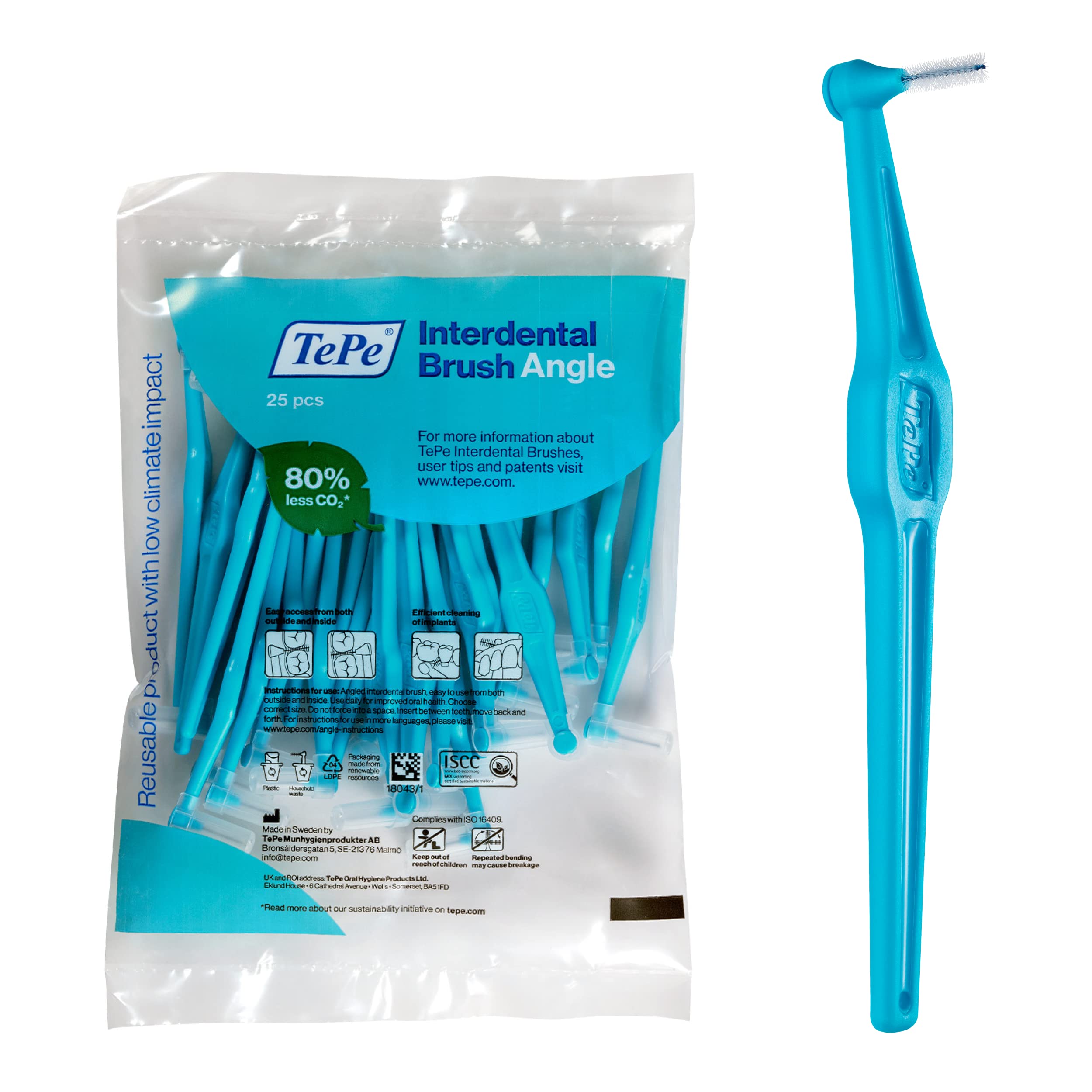 Tepe Angled Blue Interdental Brush 0.6mm 25 Pack