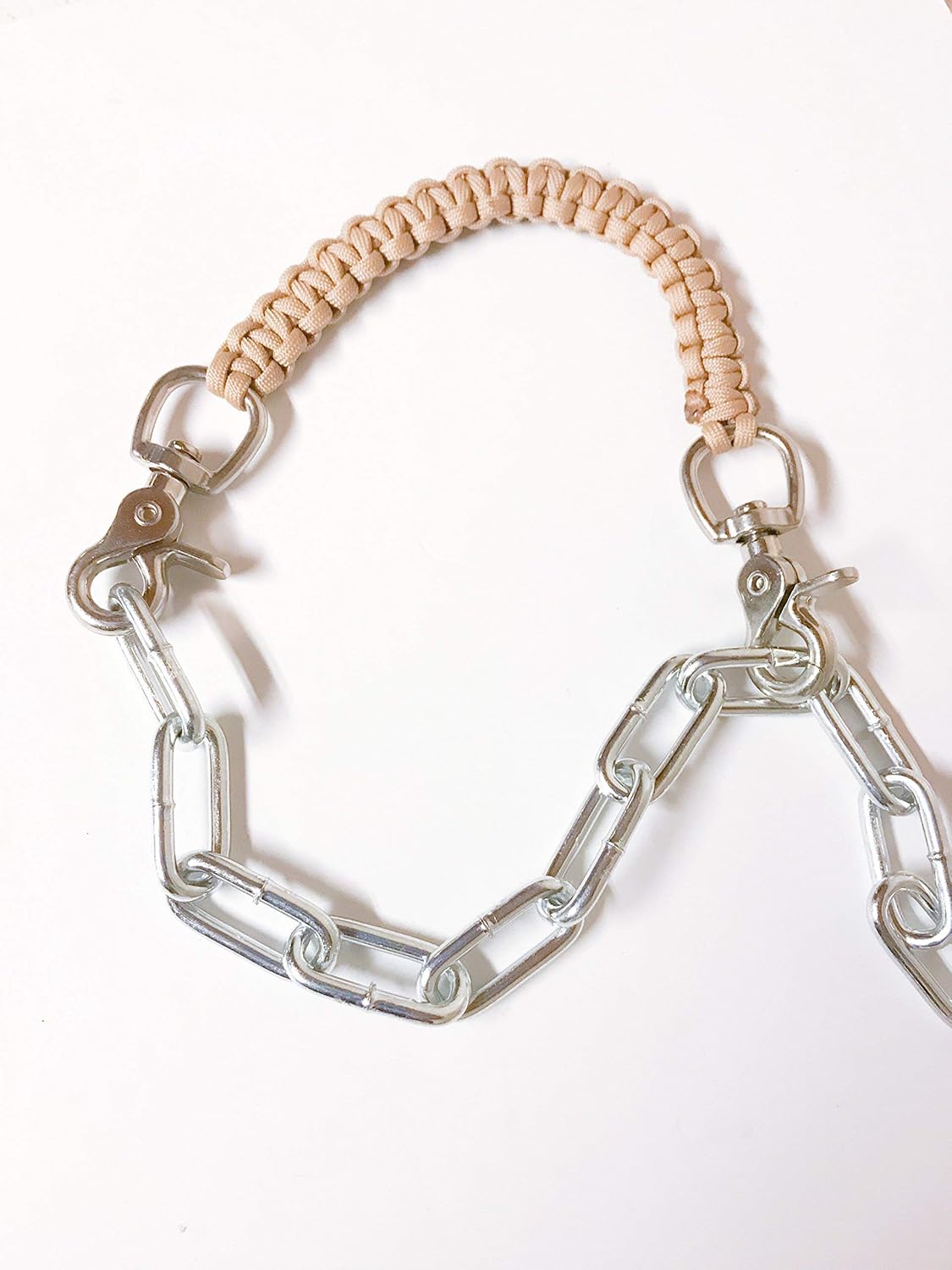 goat show collar with chain tan Handmade