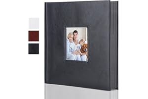 OUR LITTLE MIRACLE Leather Scrapbook Album DIY Set Scrap Book Album Hardcover Pictures Book 10.5"x10.5",DIY,Handmade for Anniversary,Family Memories,Couples,Friend&Baby,Accommodates 3x5 to 8x10 Photos (Leather-black)