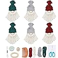 FREEBLOSS 6 Set DIY Macrame Christmas Gnomes Santa Claus Kit DIY Macrame Santa Claus for Christmas Tree Decor Christmas Tree Hanging Gnomes Santa Elf Instructions Included Holiday Decor
