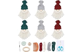 FREEBLOSS 6 Set DIY Macrame Christmas Gnomes Santa Claus Kit DIY Macrame Santa Claus for Christmas Tree Decor Christmas Tree Hanging Gnomes Santa Elf Instructions Included Holiday Decor