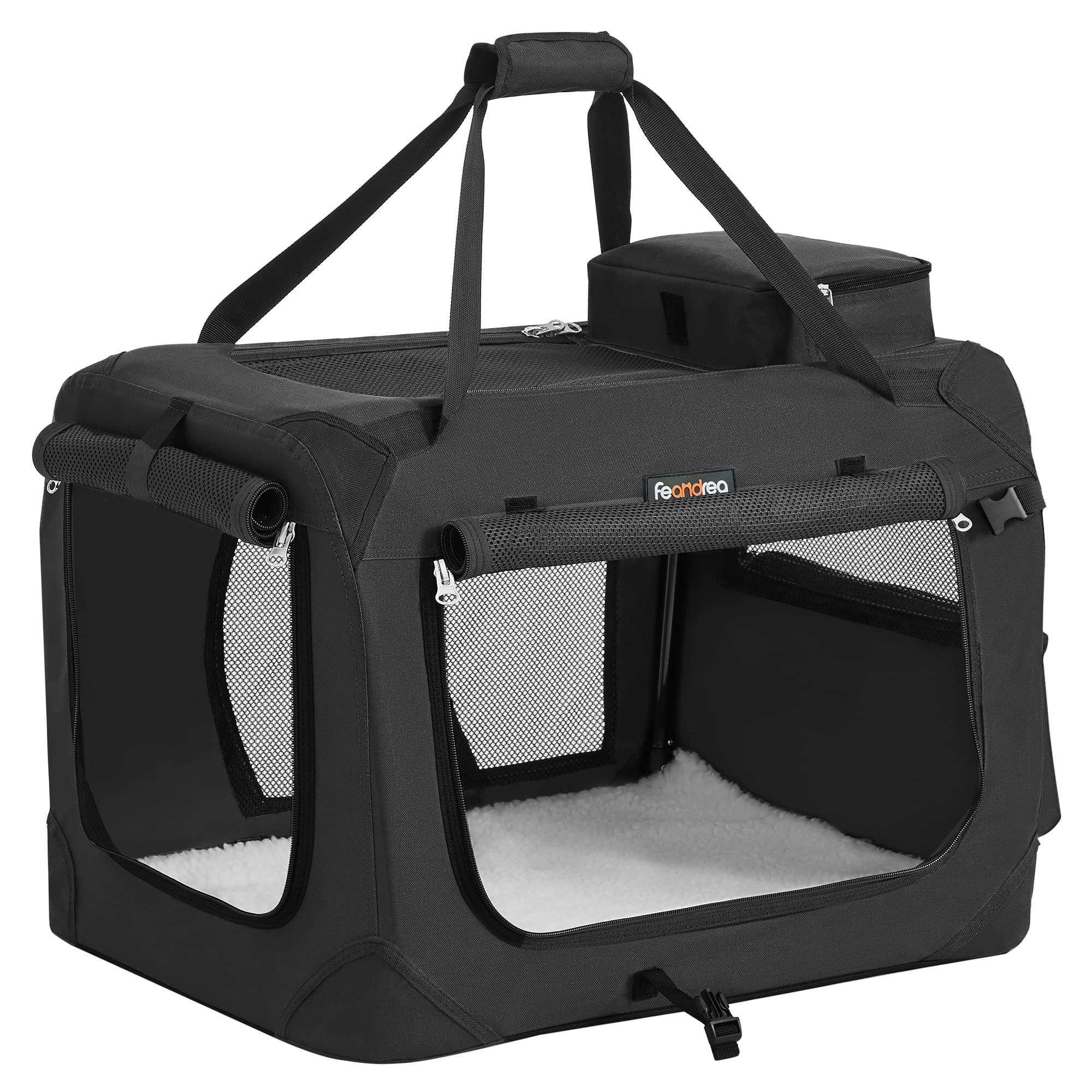 FEANDREA ペットキャリー 折りたたむ 変形しない犬用キャリー 4面メッシュ ブラック 60×42×42cm PDC60H商品画像