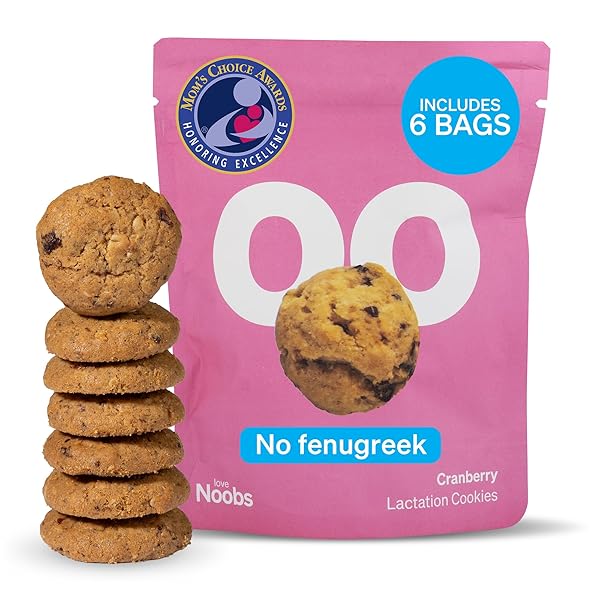 AWARD-WINNING LACTATION COOKIES FOR MILK SUPPLY INCREASE BY LOVENOOBS, LACTATION SNACKS HELP FOR BREASTFEEDING, ON-THE-GO MOM SUPPORT, BREASTFEEDING ESSENTIALS, CRANBERRY FLAVOR, 6X 3.5OZ