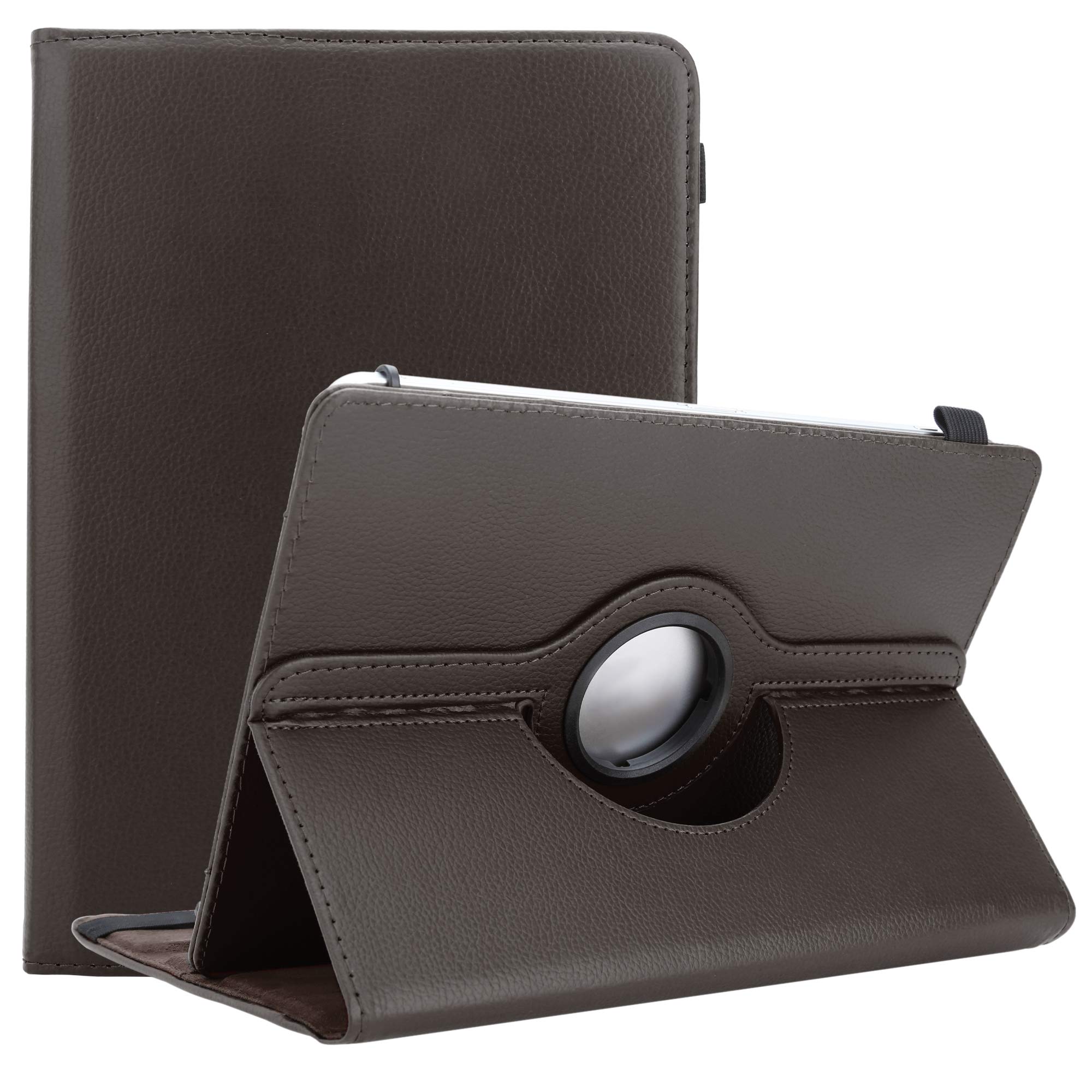 Cadorabo Tablet case compatible with 10" Tablets in BROWN - Protective cover made of synthetic leather with stand function - 360 degree case with elastic band