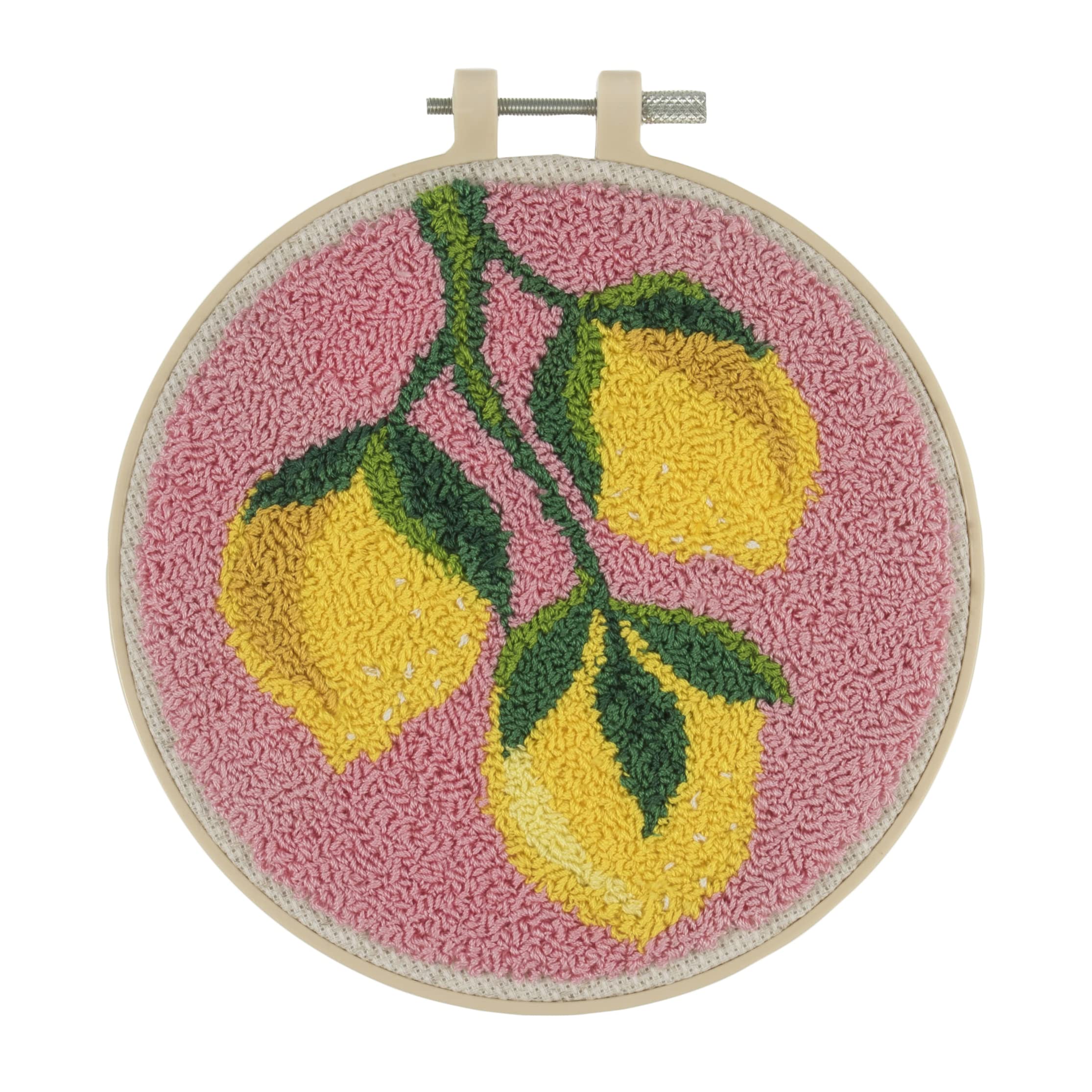 Trimits Embroidery Punch Needle Hoop Kit, Lemons, 15.2cm 6” — image 1