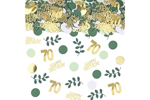 GYESXYW Sage Green 70th Happy Birthday Confetti, 70th Birthday Table Decorations Scatter Green Gold Foil Cake Confetti Decorations for 70 Bday Women Men Party Decor 230 Pcs