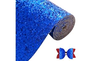 Greatdiy Sparkly Royal Blue Chunky Glitter Fabric Roll 12 x 52 inch Shiny Solid Color Independence Day Faux Leather for Making Earrings Bows Crafts (16013#34)