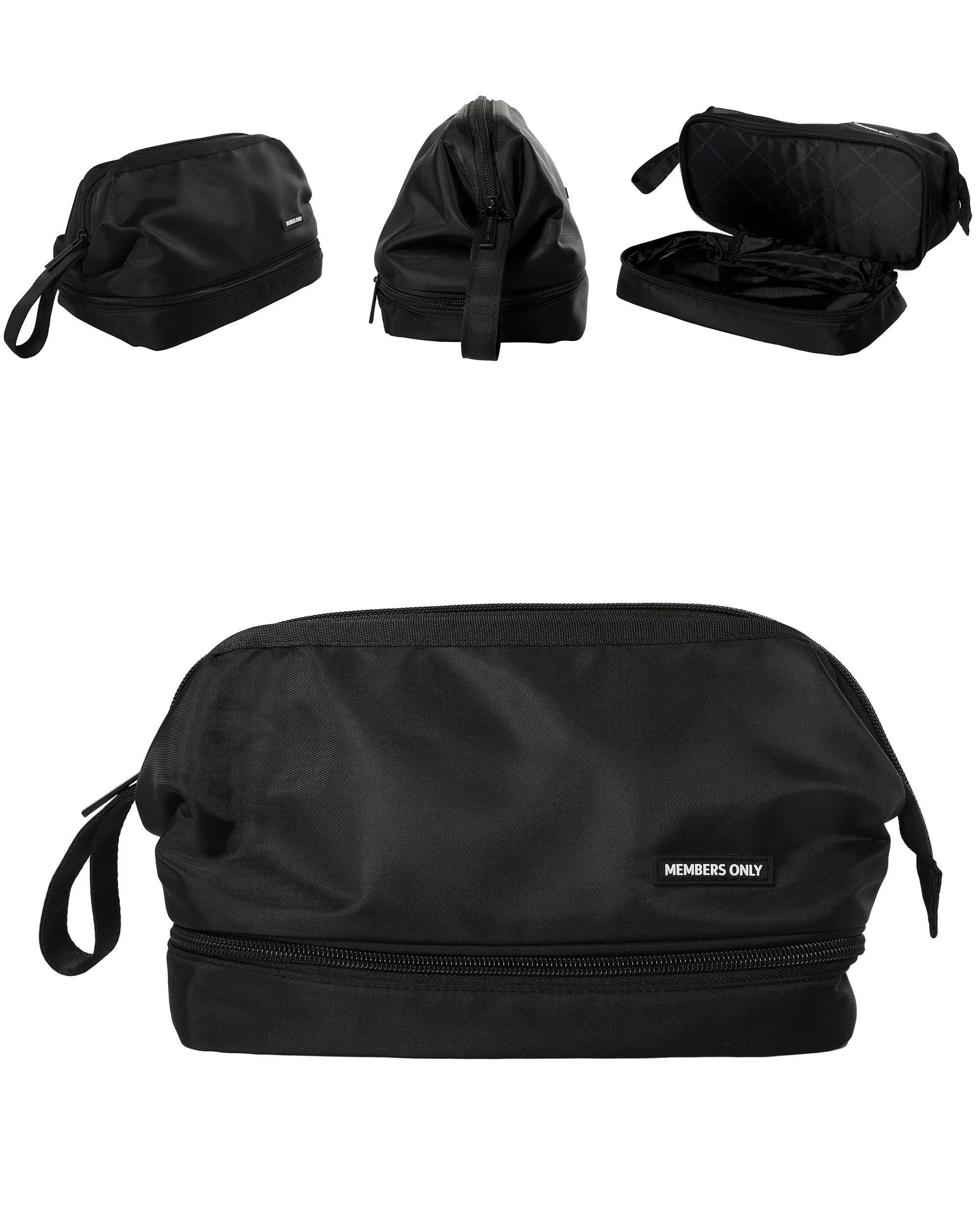 Members Only Dual Dopp Kit Toiletry Bag, Mens Dopp Kit for Travel with Dual Compartments, Mens Toiletry Travel Bag