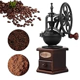Coffee Grinder, Wooden Manual, Brown, Six Deformation Base | Cast Iron Hand Crank, Antique Coffee Mill, Roller Design, For Mesh Coffee, Decoration &amp; Gift