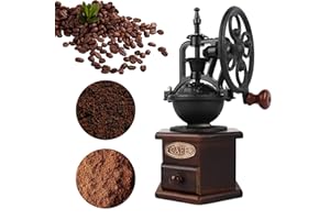 LITAITAI Coffee Grinder,Wooden Coffee Bean Grinder Manual Coffee Grinder Roller, Antique Coffee Mill with Cast Iron Hand Crank for Making Mesh Coffee, Decoration, Best Gift (Brown (six deformation base))