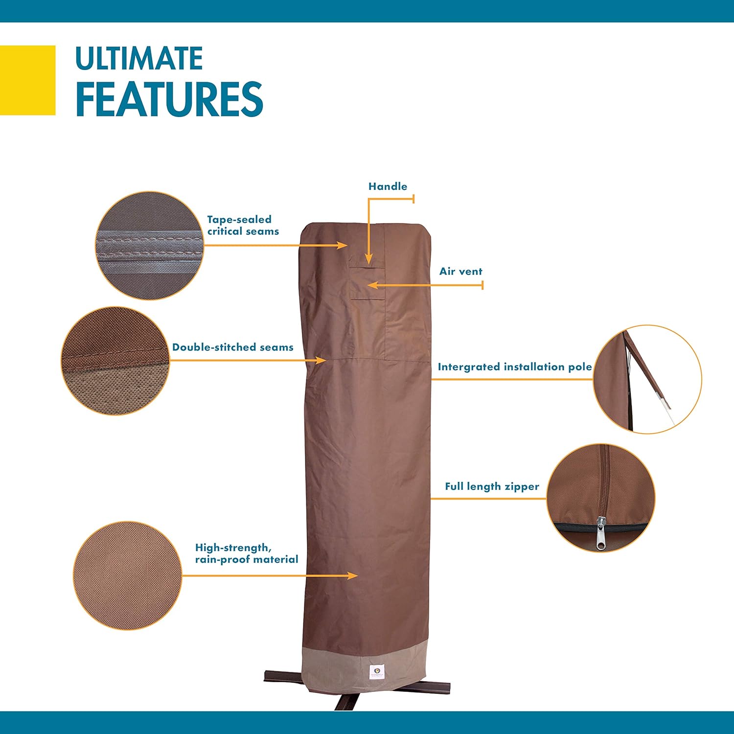 Duck Covers Ultimate Waterproof 101 Inch Patio Offset Umbrella Cover with Integrated Installation Pole : Garden & Outdoor