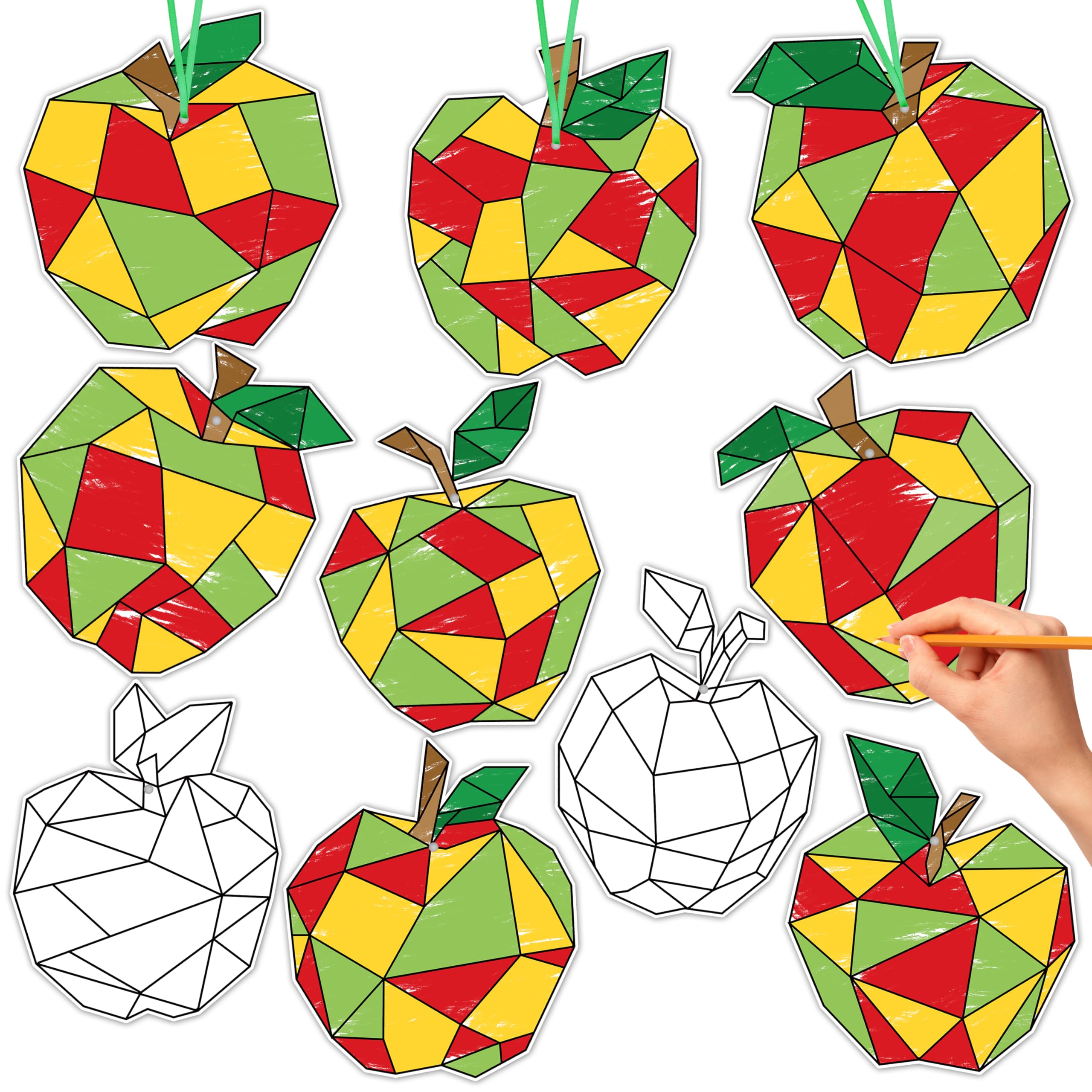 Photo 1 of BeYumi Coloring Apple Craft Kit - 83Pcs Back to School Color Your Own Apple Kit for Kids End of Year Student Gifts First Day of School DIY Geometric Apple Cards School Classroom Party Activity Decor