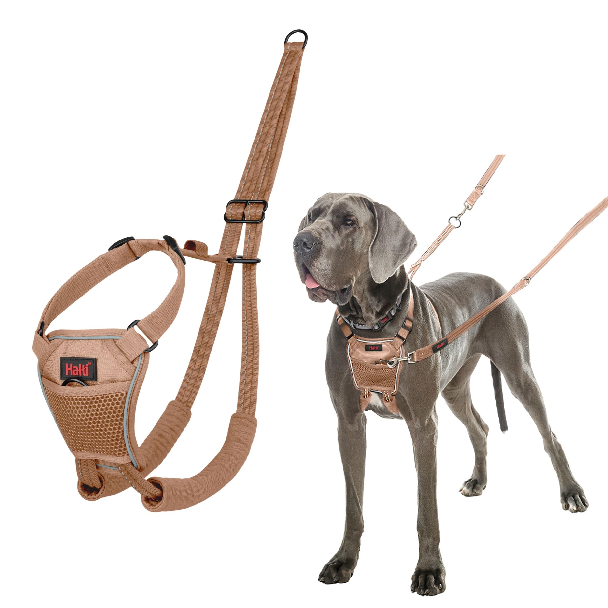 Halti No Pull Harness - Stop Your Dog Pulling on the Leash. Adjustable, Lightweight and Easy to Use. Reflective Dog Training Harness for Large Dogs (Size L, Desert Sand)