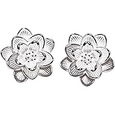 Flower Stud Earrings for Women 925 Sterling Silver Aesthetic Piercing Ear Rings Trendy Nickel Free Hypoallergenic