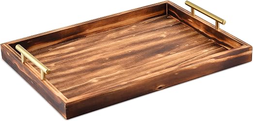 JANA Decorative Tray with Golden Handles 18" x 13